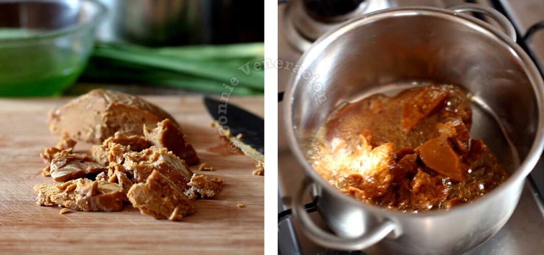 Melting palm sugar