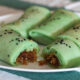 Pandan crepes with coconut and palm sugar filling (dadar gulong / kuih dadar)