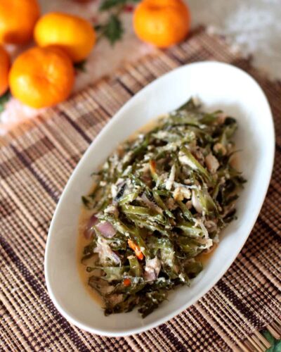 Sigarilyas at tinapang bangus sa gata (winged beans and smoked milkfish in coconut milk)