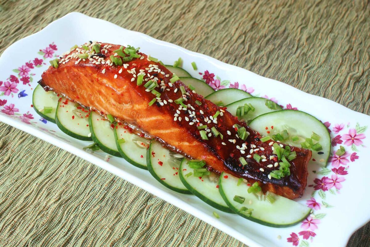 Air fried salmon teriyaki