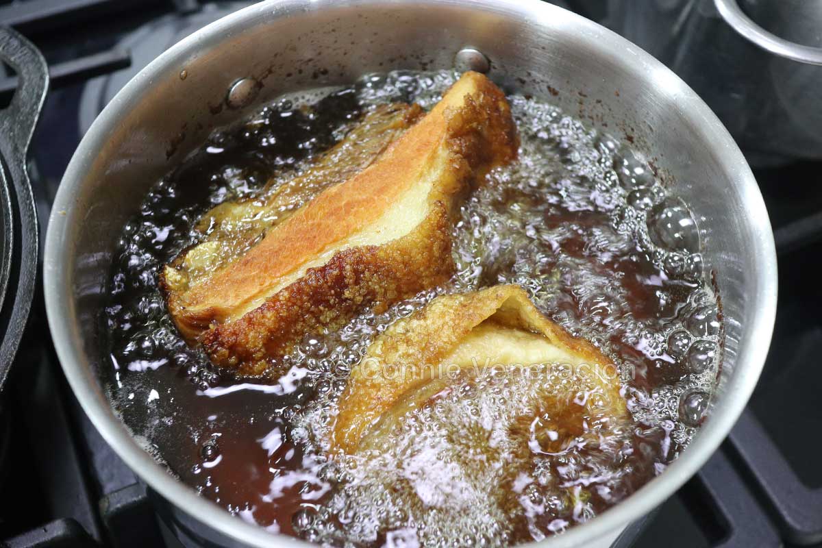 Reheating frozen bagnet in hot oil