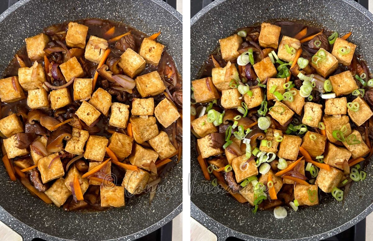 Tofu and shiitake braised in ginger soy sauce