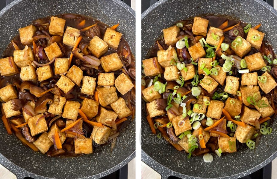 Tofu and shiitake braised in ginger soy sauce