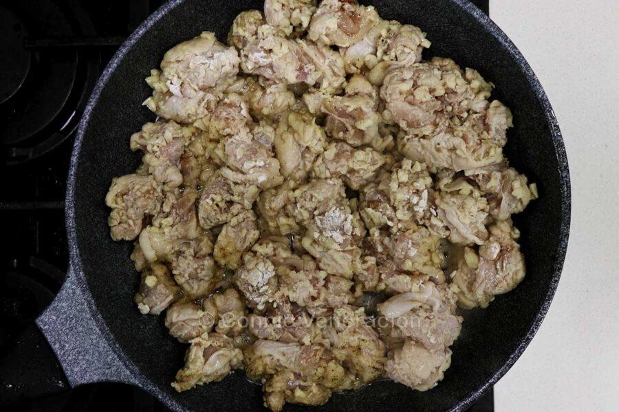 Browning chicken fillets