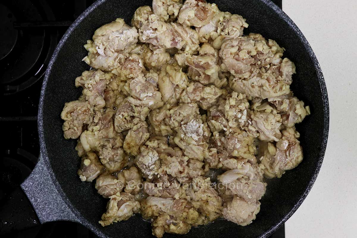 Browning chicken fillets