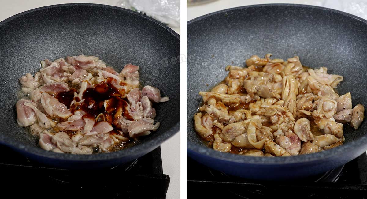 Stir frying chicken