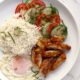 Fried chicken, rice and egg (chicksilog)