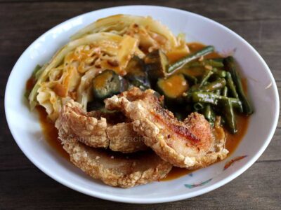 Crispy pork belly kare-kare
