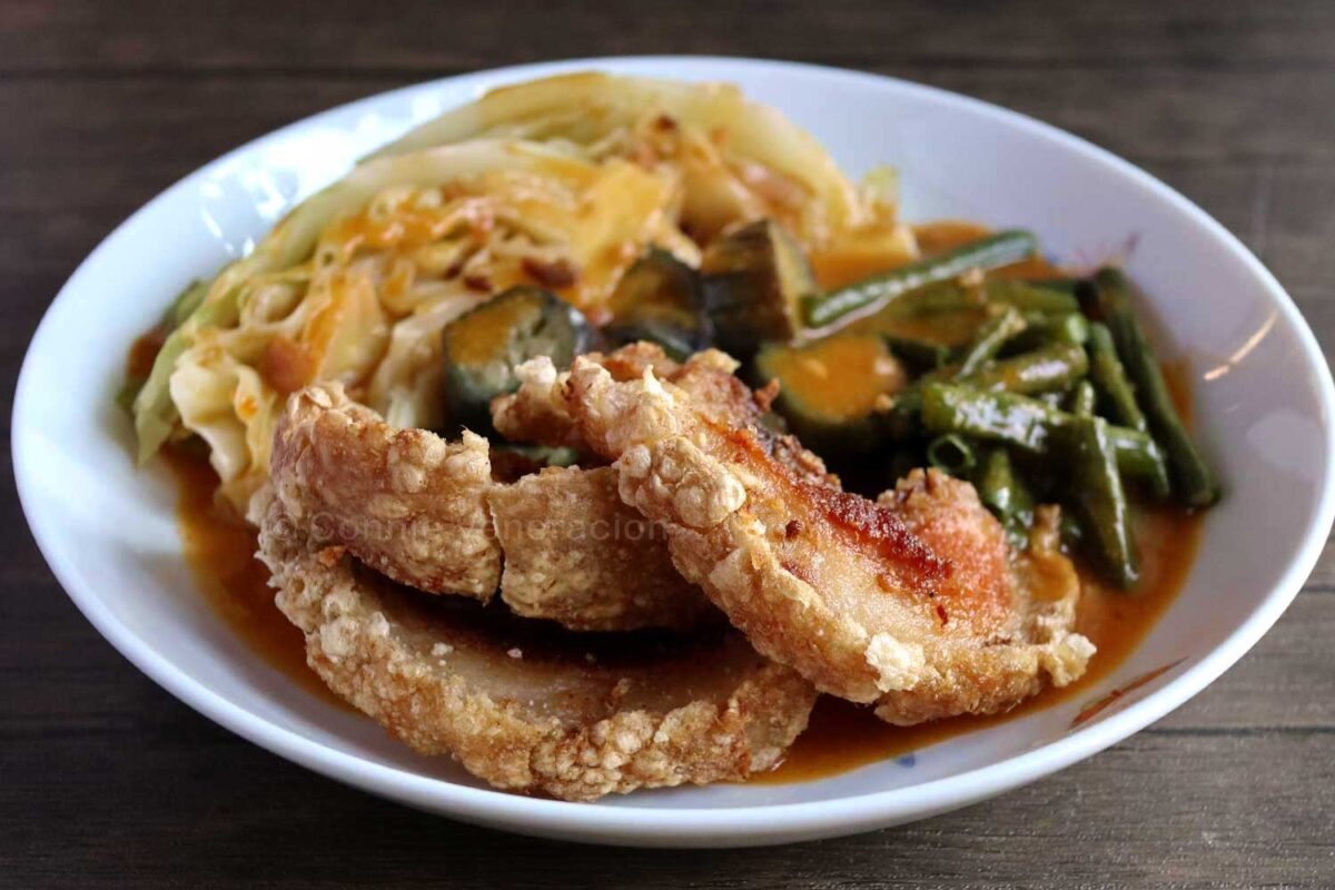 Crispy pork belly kare-kare