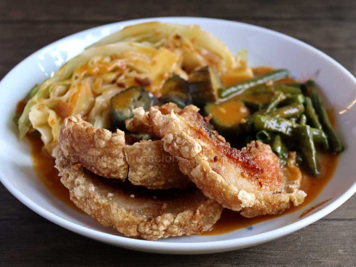 Crispy pork belly kare-kare