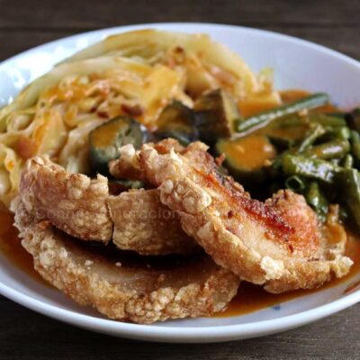 Crispy pork belly kare-kare