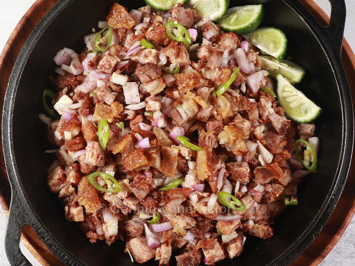 Crispy pork belly sisig