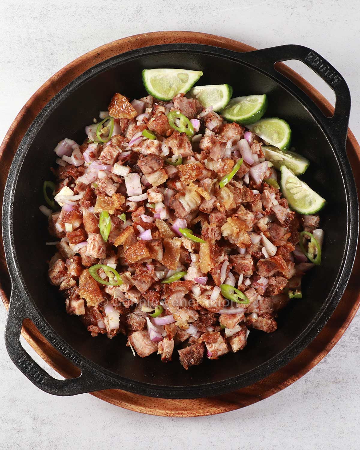 Crispy pork belly sisig