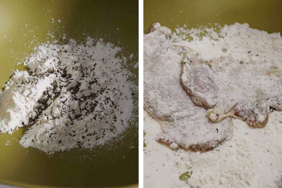 Floured chicken fillets