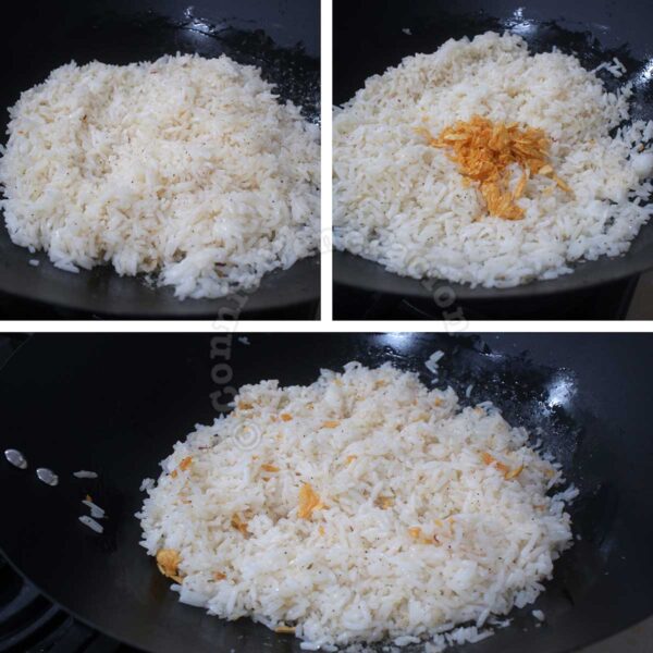 Cooking garlic fried rice