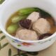 Gingered chicken, shiitake and bok choy soup