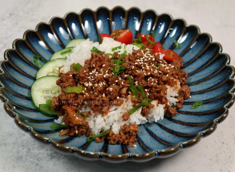 Korean-style ground beef rice bowl