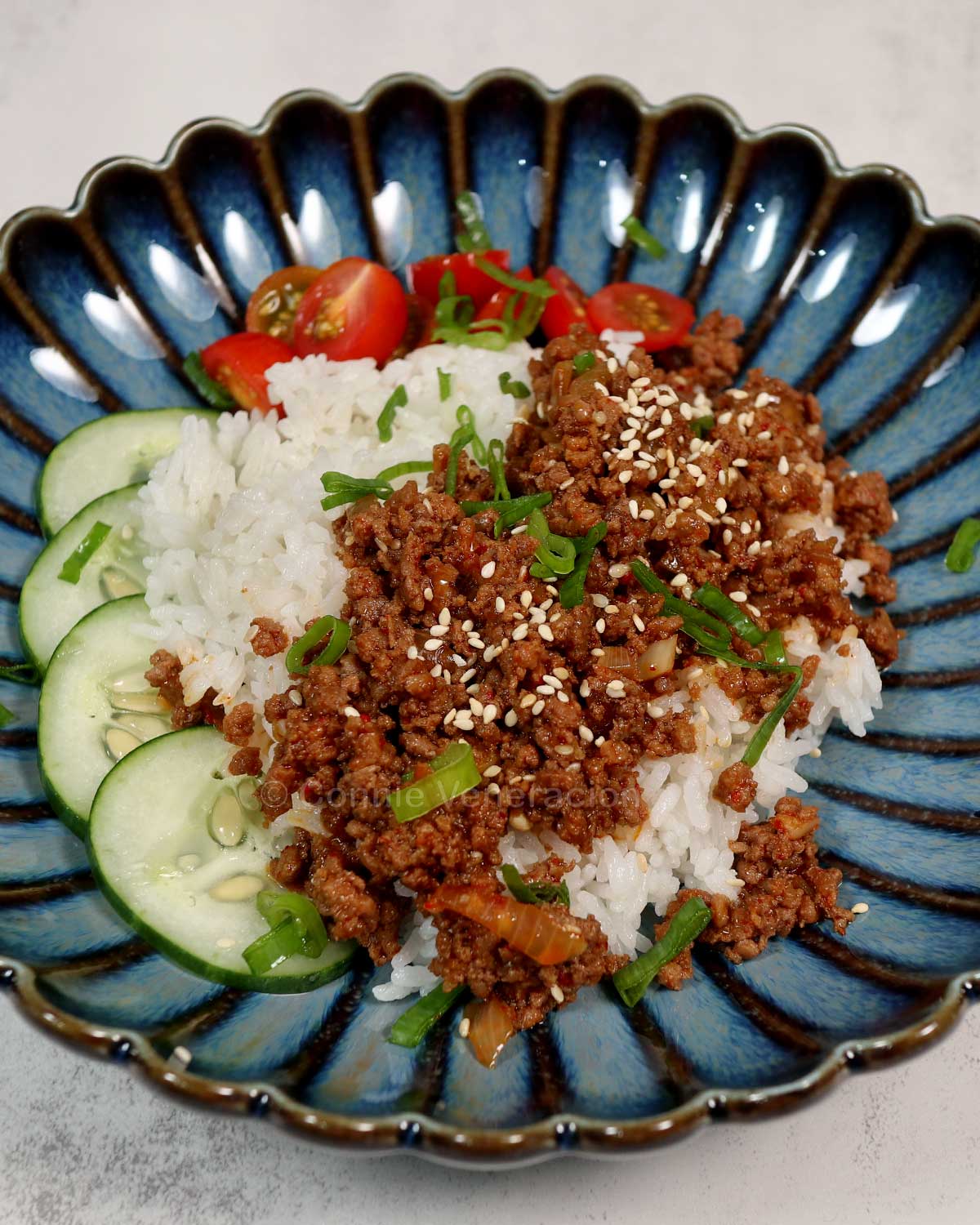 Korean-style ground beef rice bowl