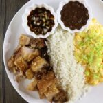 Lechonsilog (crispy pork belly, rice and egg)