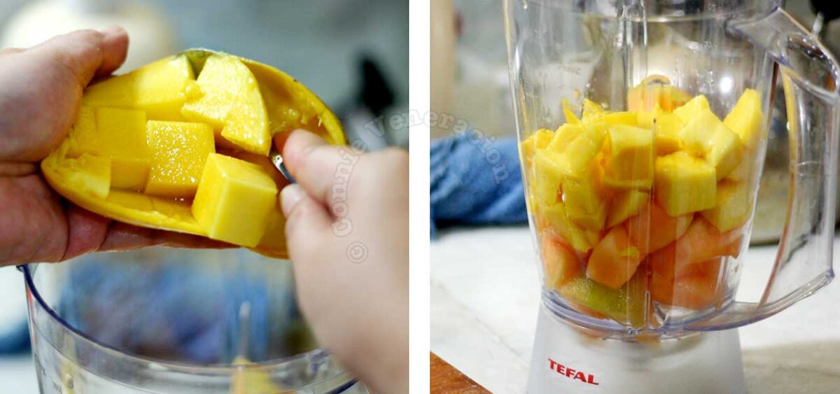 Cubed mangoes