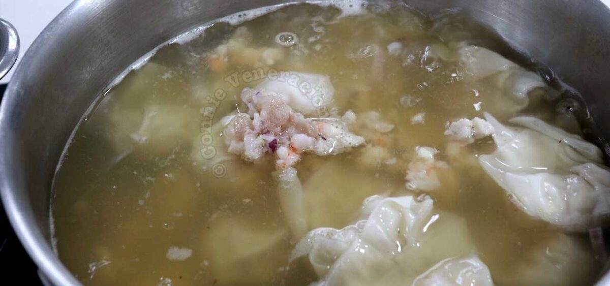 Adding leftover dumpling filling to broth