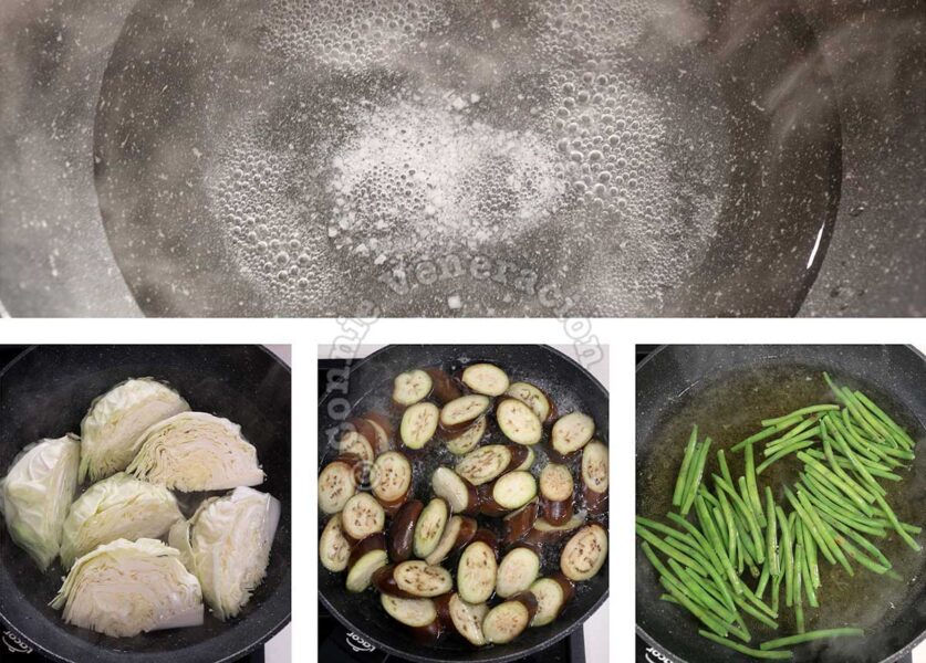 Cooking vegetables in broth