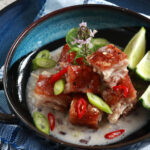 Crispy pork belly in coconut cream sauce