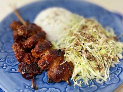 Skewered pork belly teriyaki