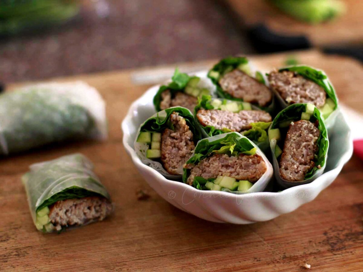 Pork patty spring rolls