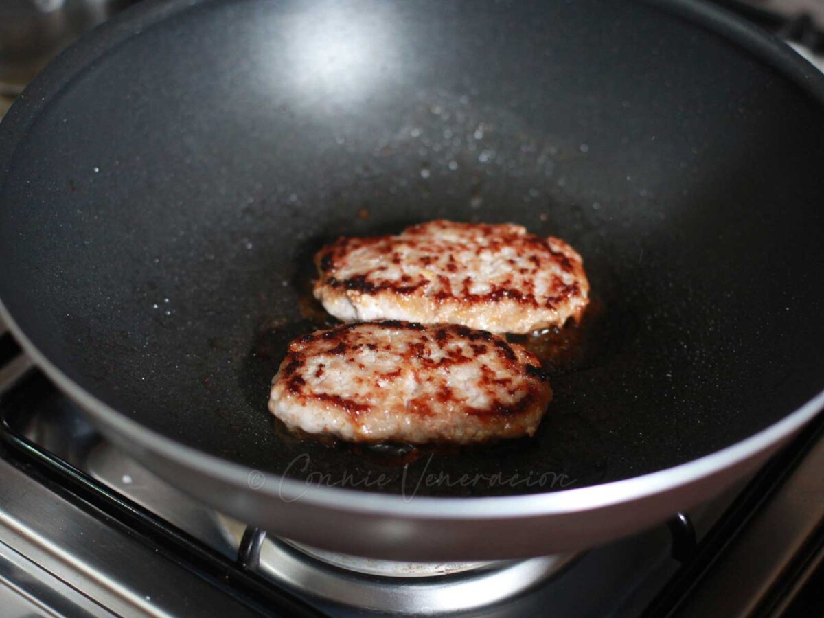 Pan frying pork patties