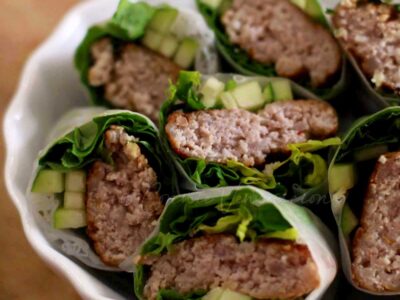 Pork patty spring rolls