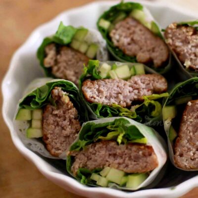 Pork patty spring rolls