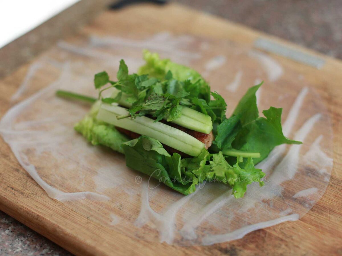 Making Vietnamese style spring rolls