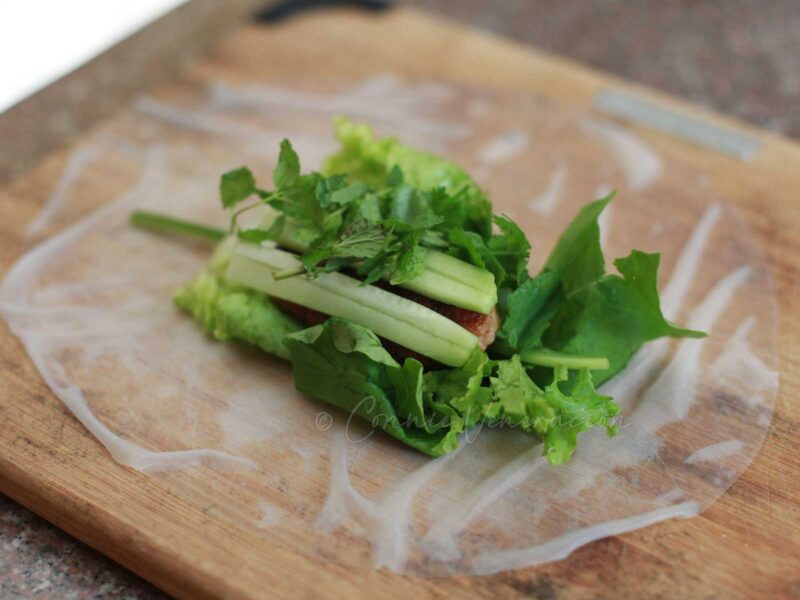 Making Vietnamese style spring rolls