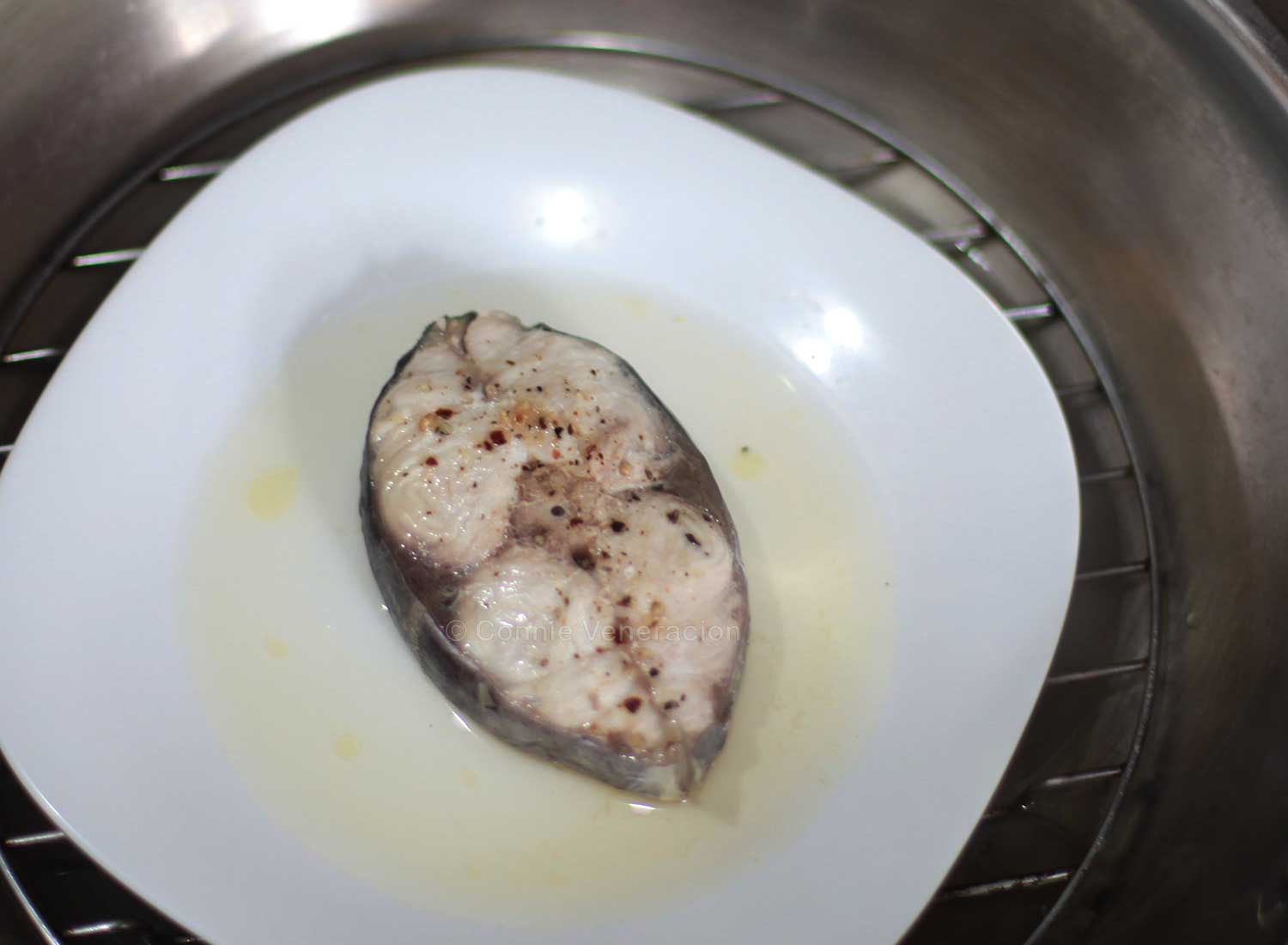 Steamed fish steak
