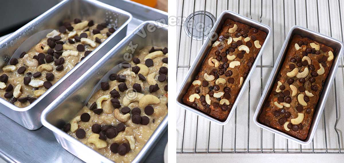 Banana bread (come on, it's a cake) before and after baking