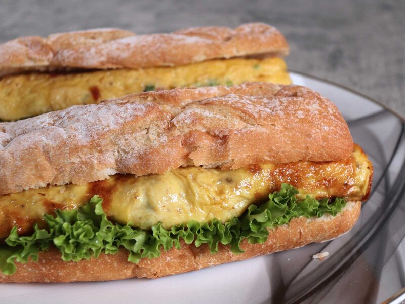 Breakfast omelette sandwich
