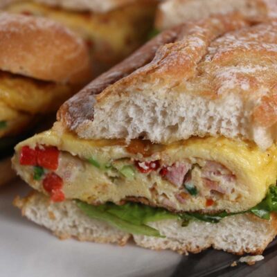 Breakfast omelette sandwich