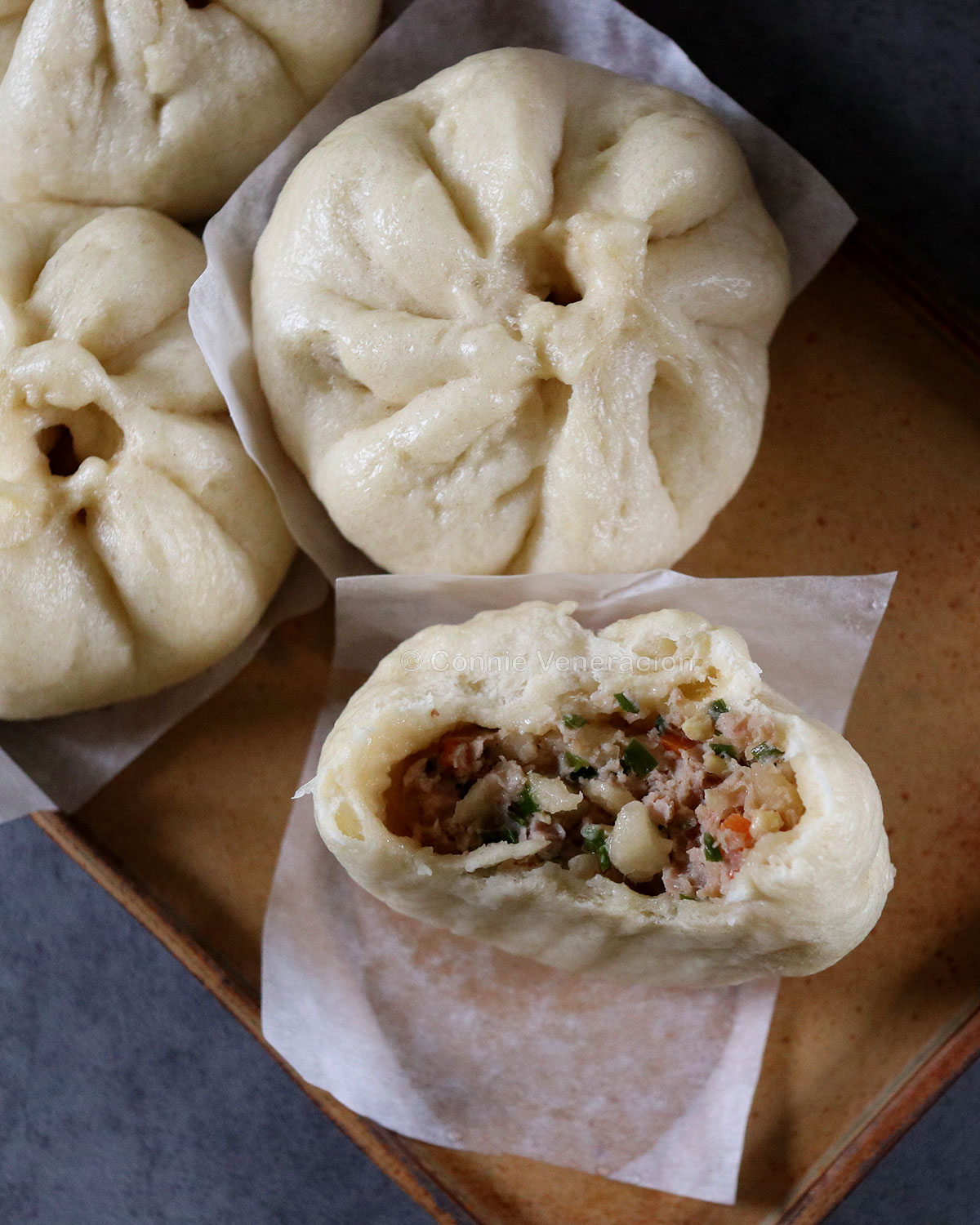 Chinese steamed pork buns (baozi)