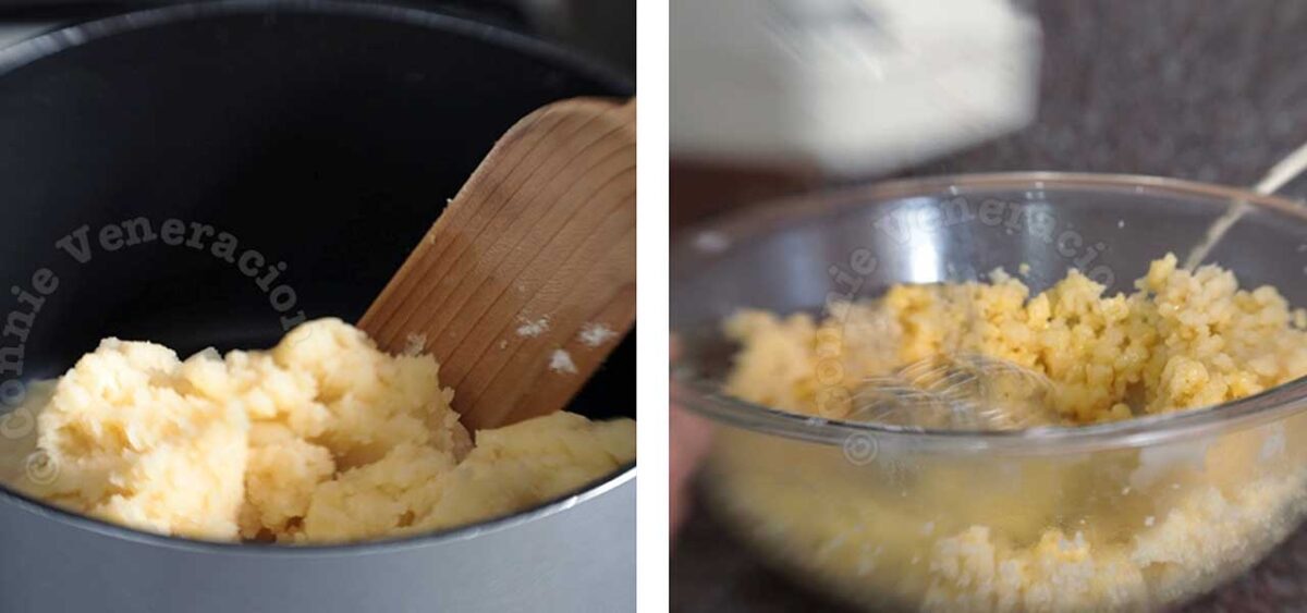 Mixing choux pastry