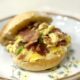 Scrambled eggs and bacon breakfast sandwich