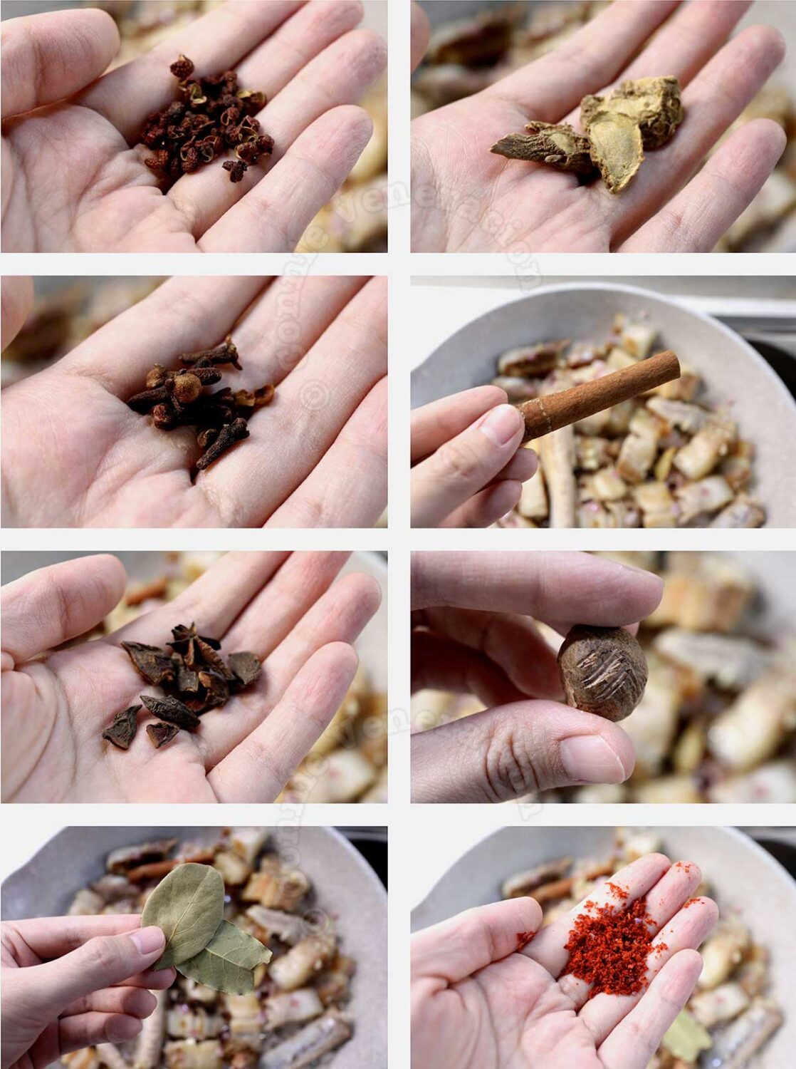 The spices for braising pork belly to make Chinese hamburger