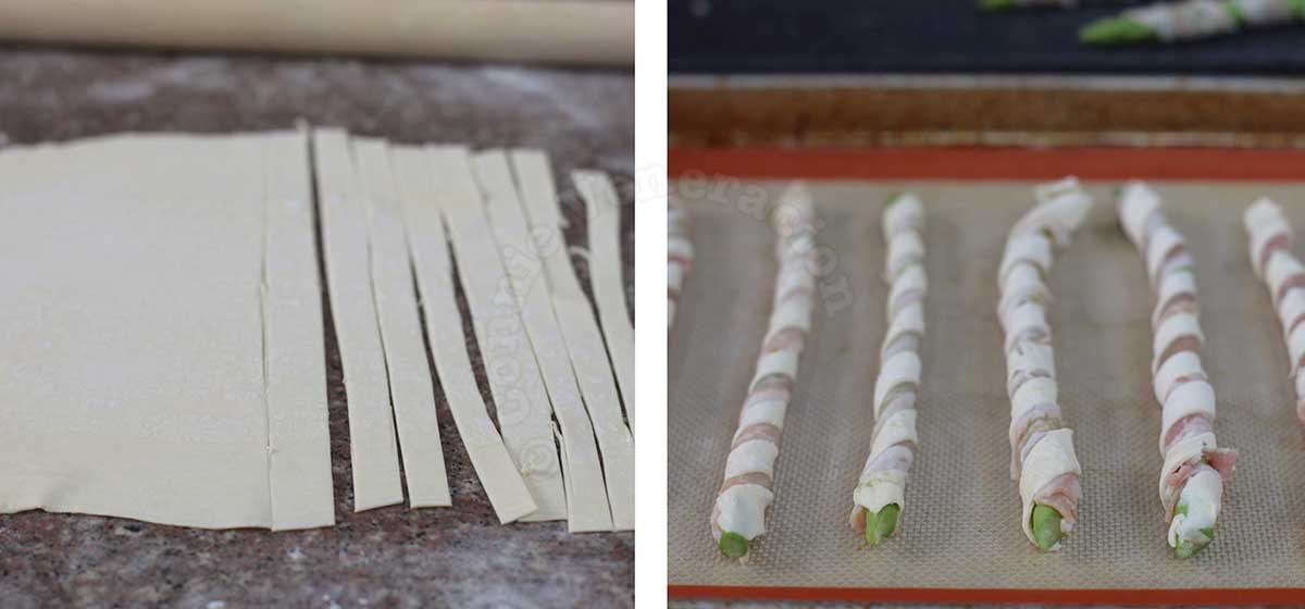 Asparagus wrapped with bacon and puff pastry
