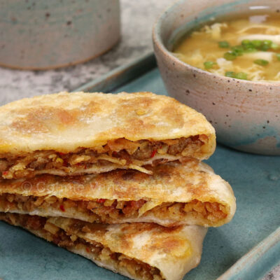 Beef curry bread and miso mushroom soup