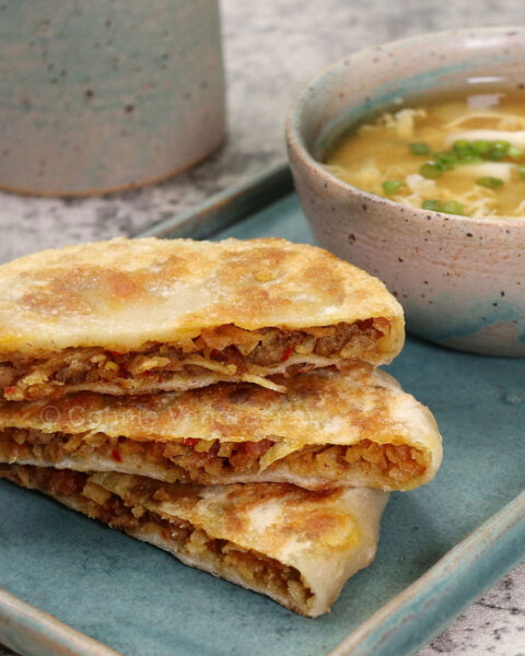 Beef curry bread and miso mushroom soup