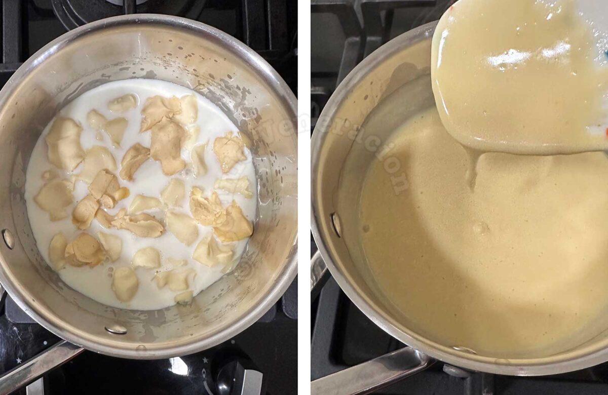 Melting cheese in milk