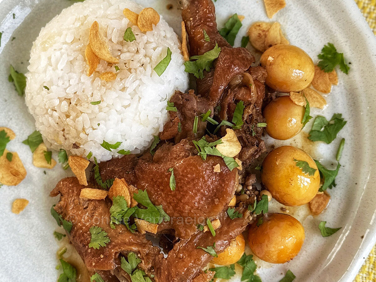Native chicken adobo with immature eggs
