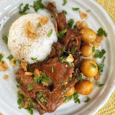 Native chicken adobo with immature eggs