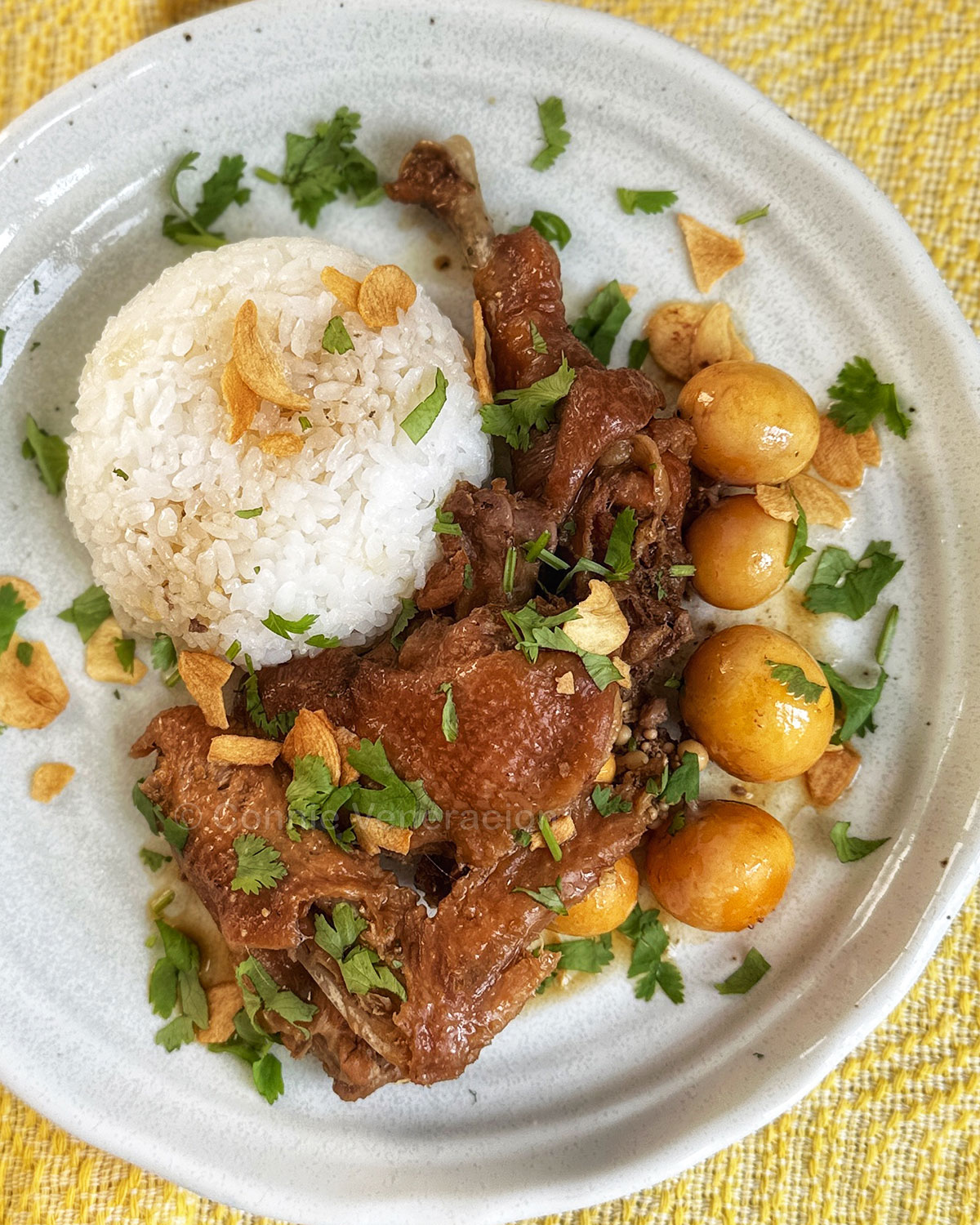 Native chicken adobo with immature eggs