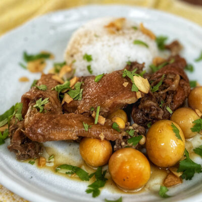 Native chicken adobo with immature eggs